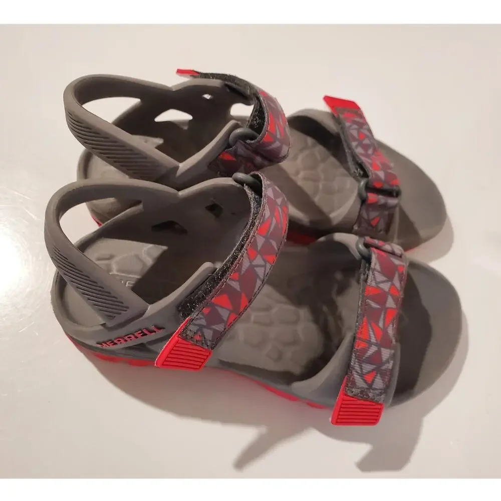 Merrell Boys Hydro Drift Waterproof Double Strap Sandals Youth Size 12 Gray Red